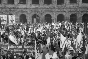 Una manifestazione di alleanza nazionale a roma